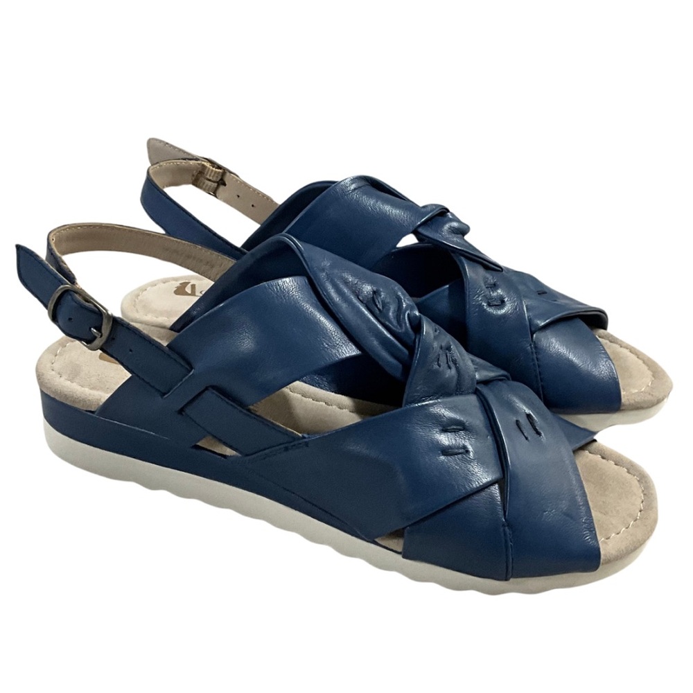 Canal Grande Holland Blue Leather Sandal, New in Box